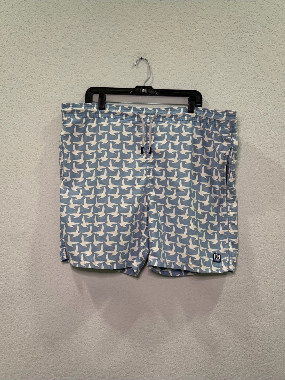 Tom & Teddy Light Blue & White Bird-Print Swim Shorts - XL